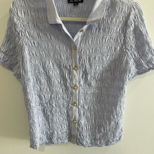 J. Crew Light Blue Crinkled Button Down Shirt